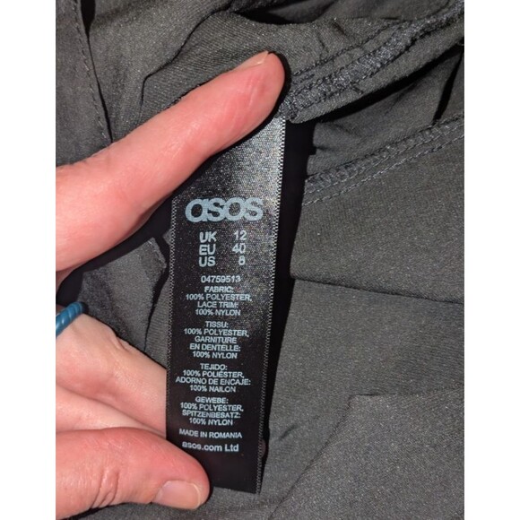 Asos Cami 8 Women's Black Satin Lace Trim Strappy Back Sleeveless Party Fun - Picture 5 of 5